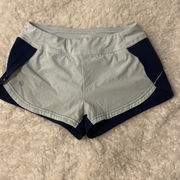 Navy and baby blue Athleta girl shorts - Picture 2 of 3